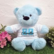 80th Birthday Bear Light Blue Plush 30cm