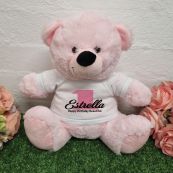 1st Birthday Bear Light Pink Plush 30cm