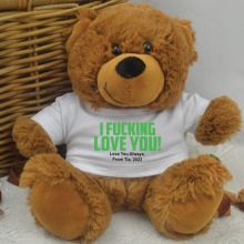 Love You Naughty Valentines Bear - Brown