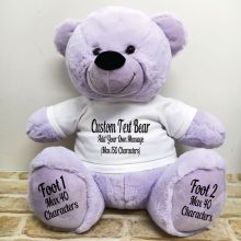 Custom Message Teddy Bear with T-Shirt Lavender 40cm