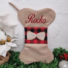 Personalised Pet Plaid Christmas Stocking
