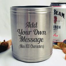 Custom Engraved Silver Can Cooler Stubby Holder - Your Design