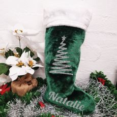 Personalised Christmas Stocking 55cm Plush Green