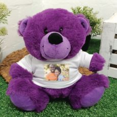 Personalised Photo T-Shirt Teddy Bear - Purple