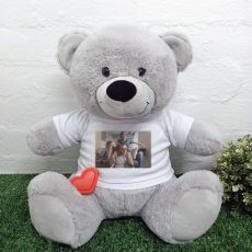Voice Recordable  Photo Bear with T-Shirt - Grey 40cm