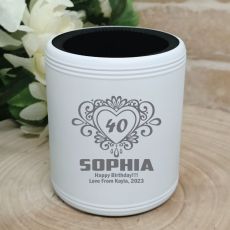40th Birthday  Engraved White Can Cooler (F)