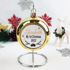 Personalised 1st Christmas Bauble - Gold