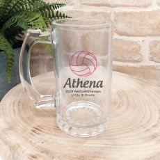 Netball Coach Personalised Glass Beer Stein