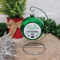 Personalised 1st Christmas Bauble - Green