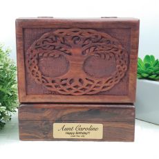 Aunt Tree Of Life Carved Wooden Trinket Box