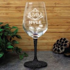 50th Birthday Engraved Personalised Wine Glass 450ml (M)