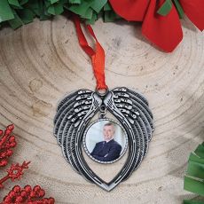 Memorial Angel Christmas Photo Ornament Silver