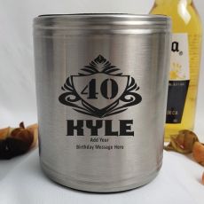 Personalised 40th Silver Can Cooler- Male Gift