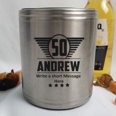 Personalised 50th Silver Can Cooler- Male Gift