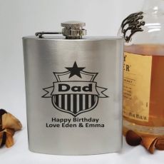 Dad Engraved Silver Flask