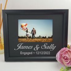 Engagement Personalised Photo Frame 4x6 Glitter Black
