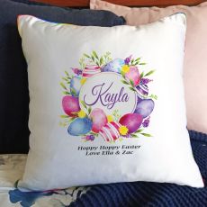 Personalised Easter Cushion Cover - Pink Eggs