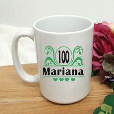100th Birthday Personalised Coffee Mug - Swirl 15oz