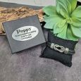 Black Leather Hand-woven Bracelet  In Pop Box