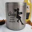 Netball Coach Engraved Silver Stubby Can Cooler Personalised Message