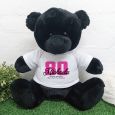 80th Birthday Personalised Black Bear with T-Shirt 40cm