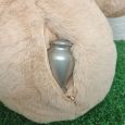 Personalised Cremation Urn Memorial Bear Cream 40cm  - Silver
