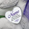 Communion Keepsake Bear with heart Grey / Purple 40cm