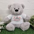 Personalised 1st Birthday Bear Grey Plush 30cm