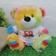 90th Teddy Bear Rainbow Personalised Plush
