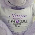 Personalised Baby Birth Details Teddy Bear Lavender