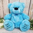 Personalised 70th Birthday Teddy Bear 40cm Plush Bright Blue