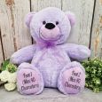 Personalised 100th Birthday Teddy Bear 40cm Plush Lavender