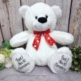 Personalised White Bear 40cm with Red Ribbon