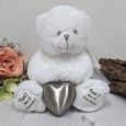 Angel Memorial Bear with Silver Heart Urn For Ashes