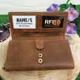 Personalised 100th Brown Leather Purse RFID