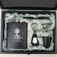 Pop Engraved Black Flask  Set in Gift Box