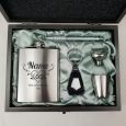 21st Birthday Engraved Silver Flask set in Gift Box