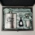 Coach Engraved Silver Flask Set in Gift Box