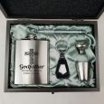 Godfather Engraved Silver Flask Gift Set in  Gift Box