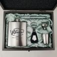 Engraved Personalised Silver Flask set in Gift Box