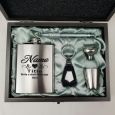 Mother of the Bride Engraved Silver Flask Gift Set in  Gift Box
