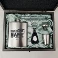 Graduation Engraved Silver Flask Gift Set in  Gift Box