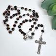 Black Murano Baptism Rosary Beads Personalised Tin