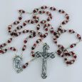 Baptism Red Diamante Rosary Beads Personalised Tin