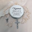 Holy Communion Heart Pearl Rosary Beads in Tin