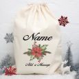 Personalised Christmas Santa Sack 80cm- Poinsettia