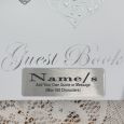 Baptism Guest Book White Silver Hearts