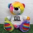 60th Birthday Personalised Bear with T-Shirt - Rainbow  40cm