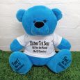 Custom Message Teddy Bear with T-Shirt Bright Blue 40cm