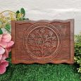 Baptism Carved Flower of Life Wood Trinket Box